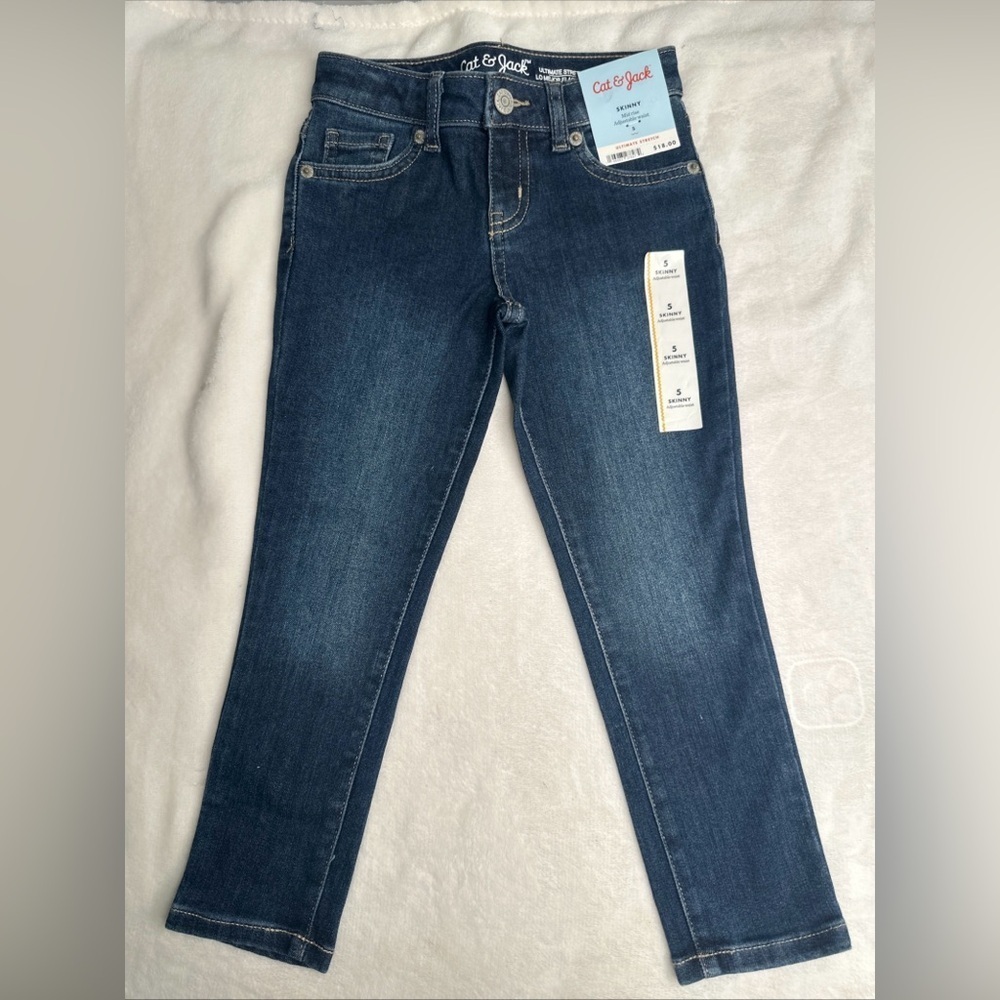 Girls' Mid-Rise Adjustable Waist Stretch Skinny Jeans - Cat & Jack Kids Size 5